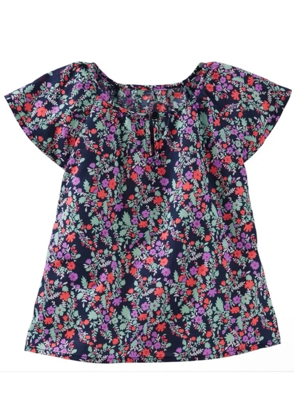 OshKosh B'gosh Flutter Sleeve Summer Floral Top Cotton, Sz.6, Button Closure